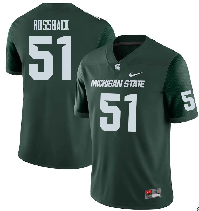 Men #51 Nolan Rossback Michigan State Spartans College Football Jerseys Sale-Green
